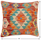 handmade Traditional Pillow Red Blue Hand-Woven SQUARE 100% WOOL Hand woven turkish pillow2' x 2'